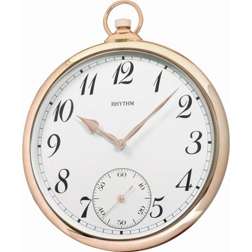 Rhythm Value Added Wall Clock Convex Glass Sub-Second Hand Analog Pink Gold